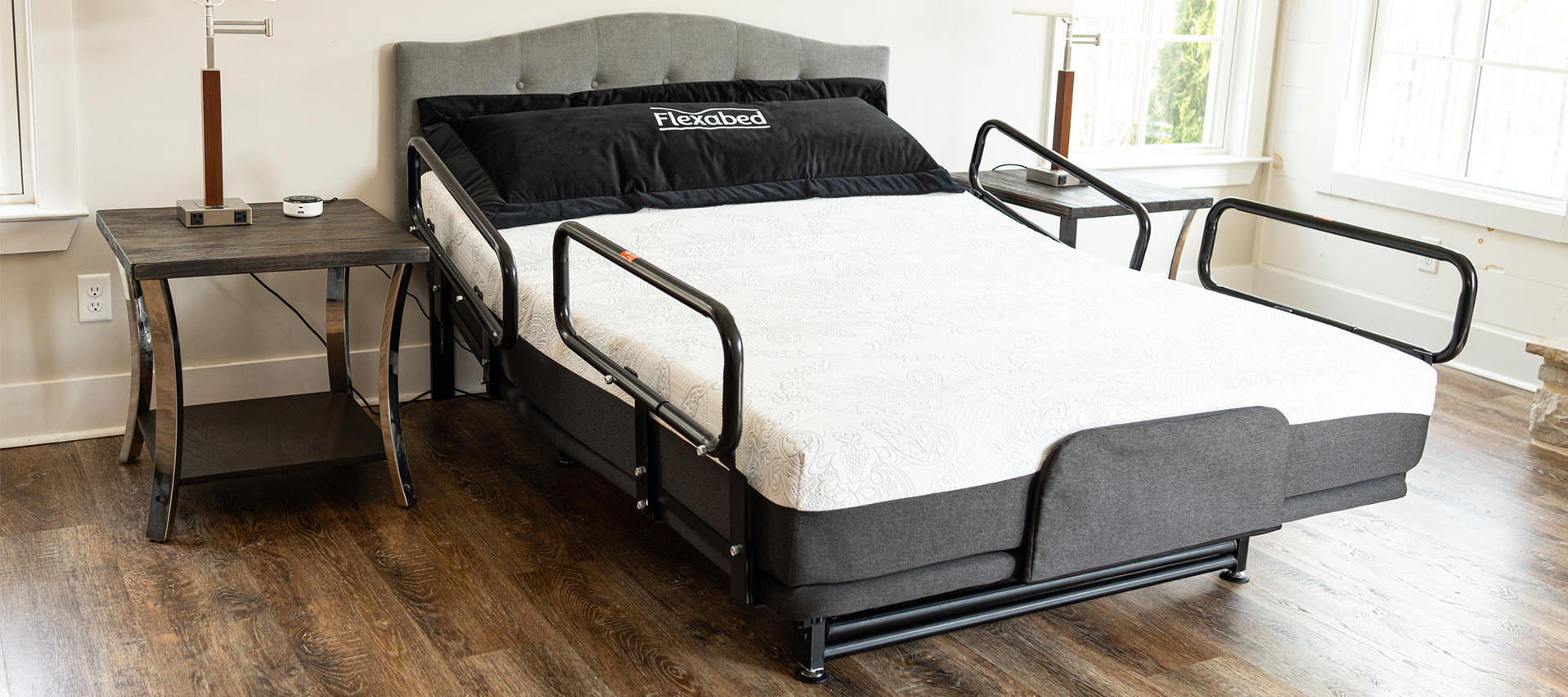 Electropedic high-low hospital bed in a bedroom